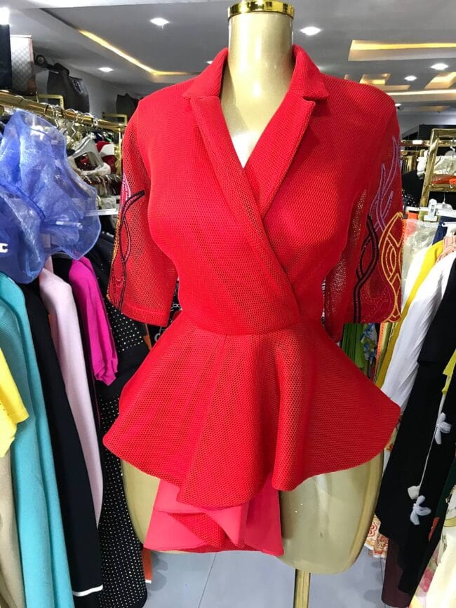 Teamo Red Peplum Top - Image 2