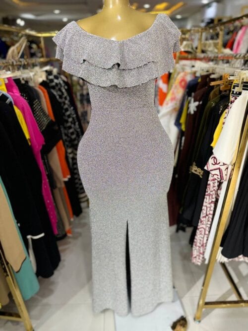 Shimmer silver evening dress