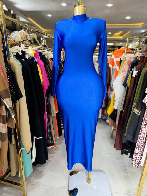 Blue padded bodycon dress