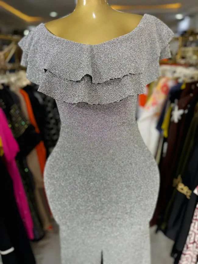 Shimmer silver evening dress - Image 2