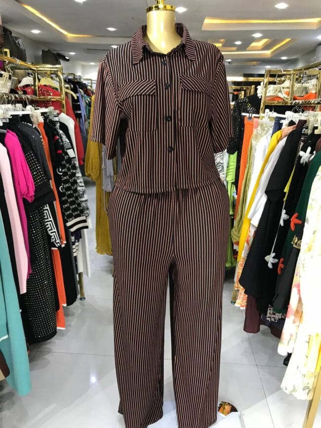 Stripe Crop Shirt Set - Image 4