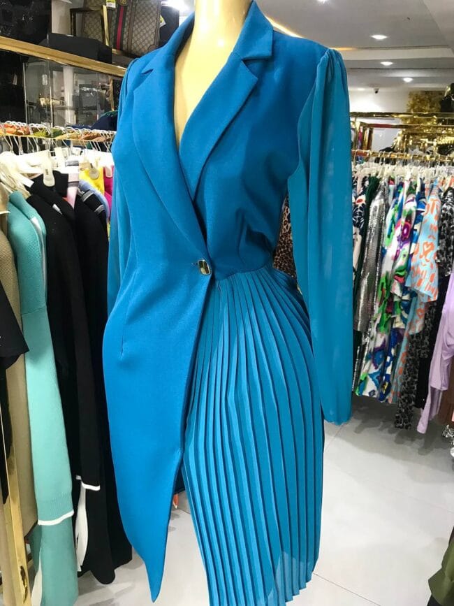 Zerra Teal Coat Dress - Image 4