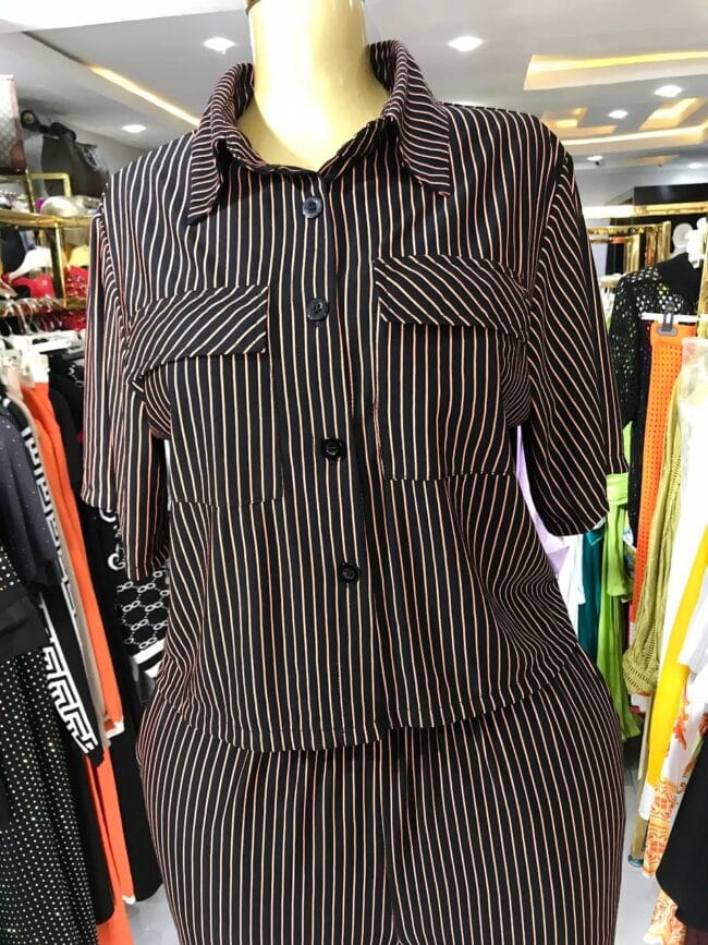 Stripe Crop Shirt Set - Image 3