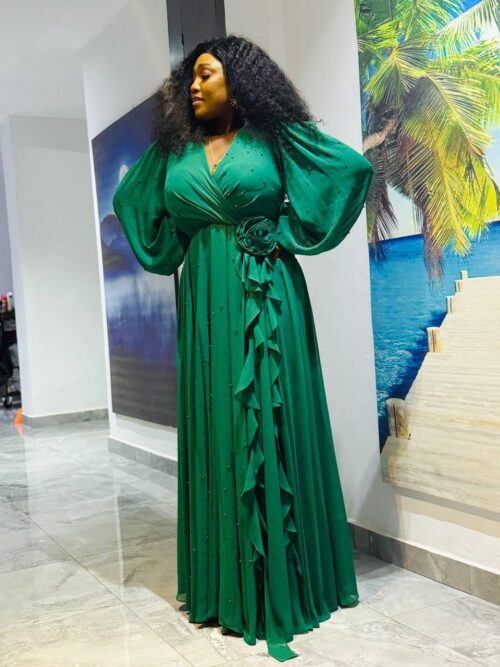 Elegance in Emerald – Luxury Turkish Maxi Dress